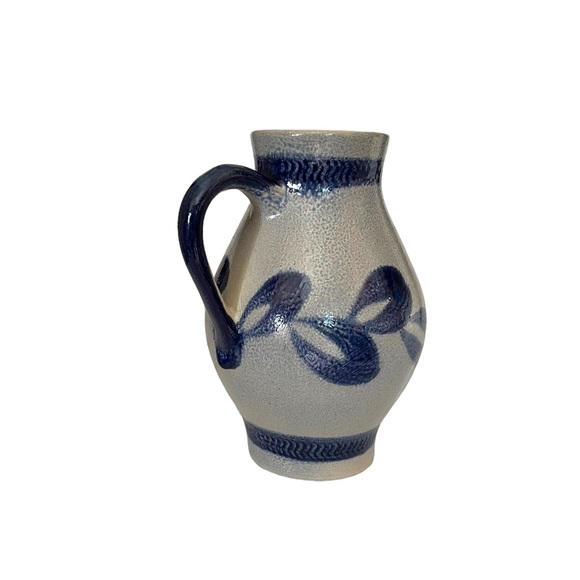 Stoneware Decorative Blue and Gray Jug Signed on Bottom - Picture 1 of 7